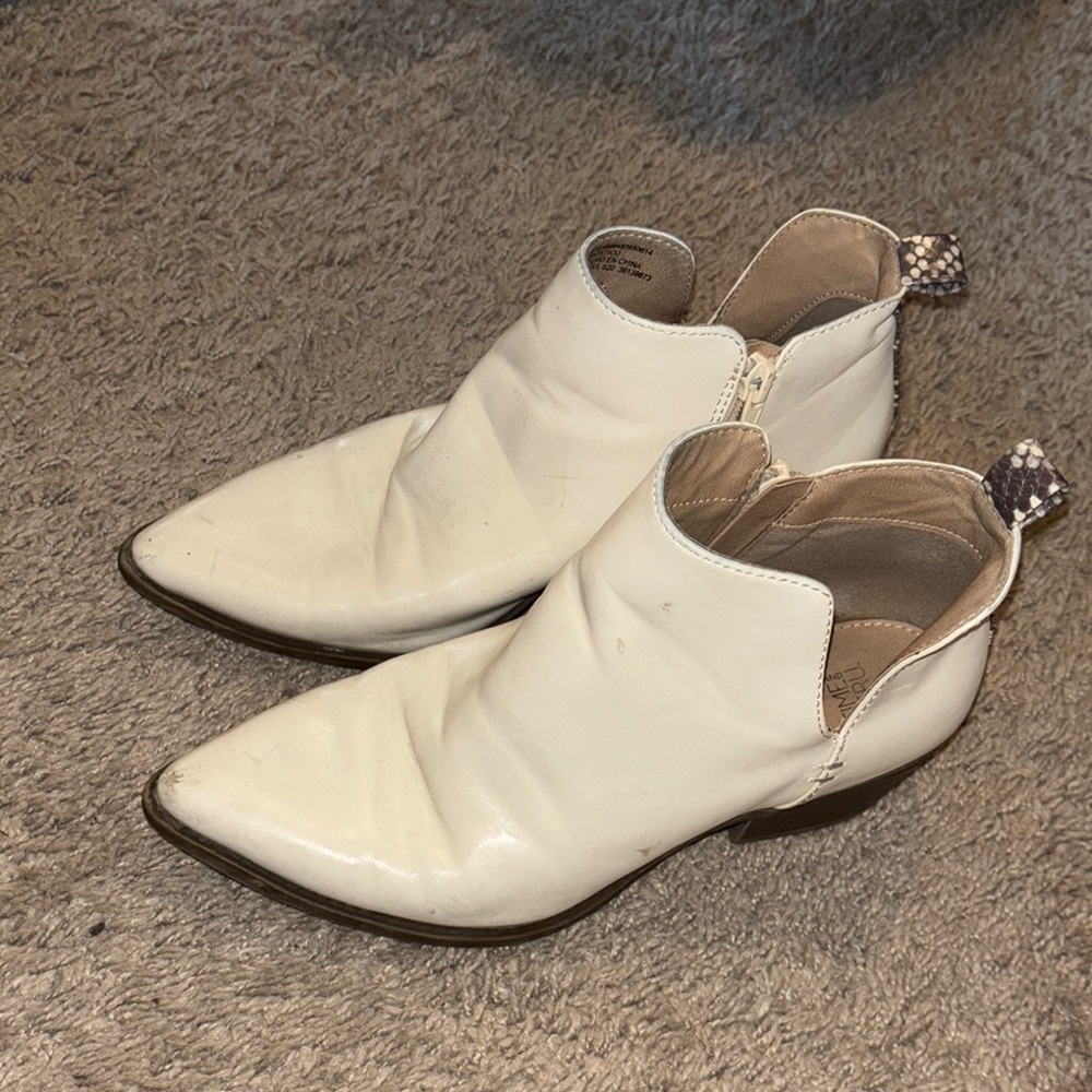 Time and Tru Cream Ankle Booties